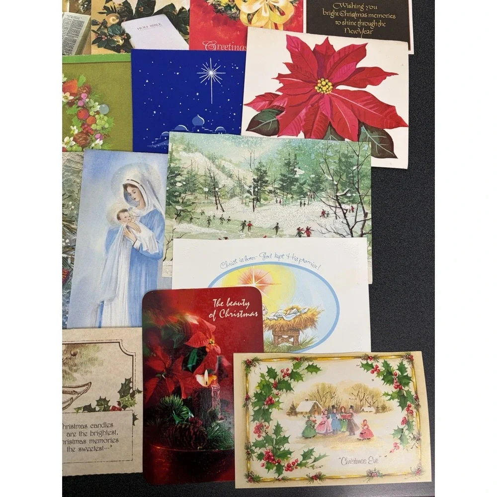 Vintage Christmas Cards Fronts ONLY Traditional Scrapbooking Decoupage Lot 50+